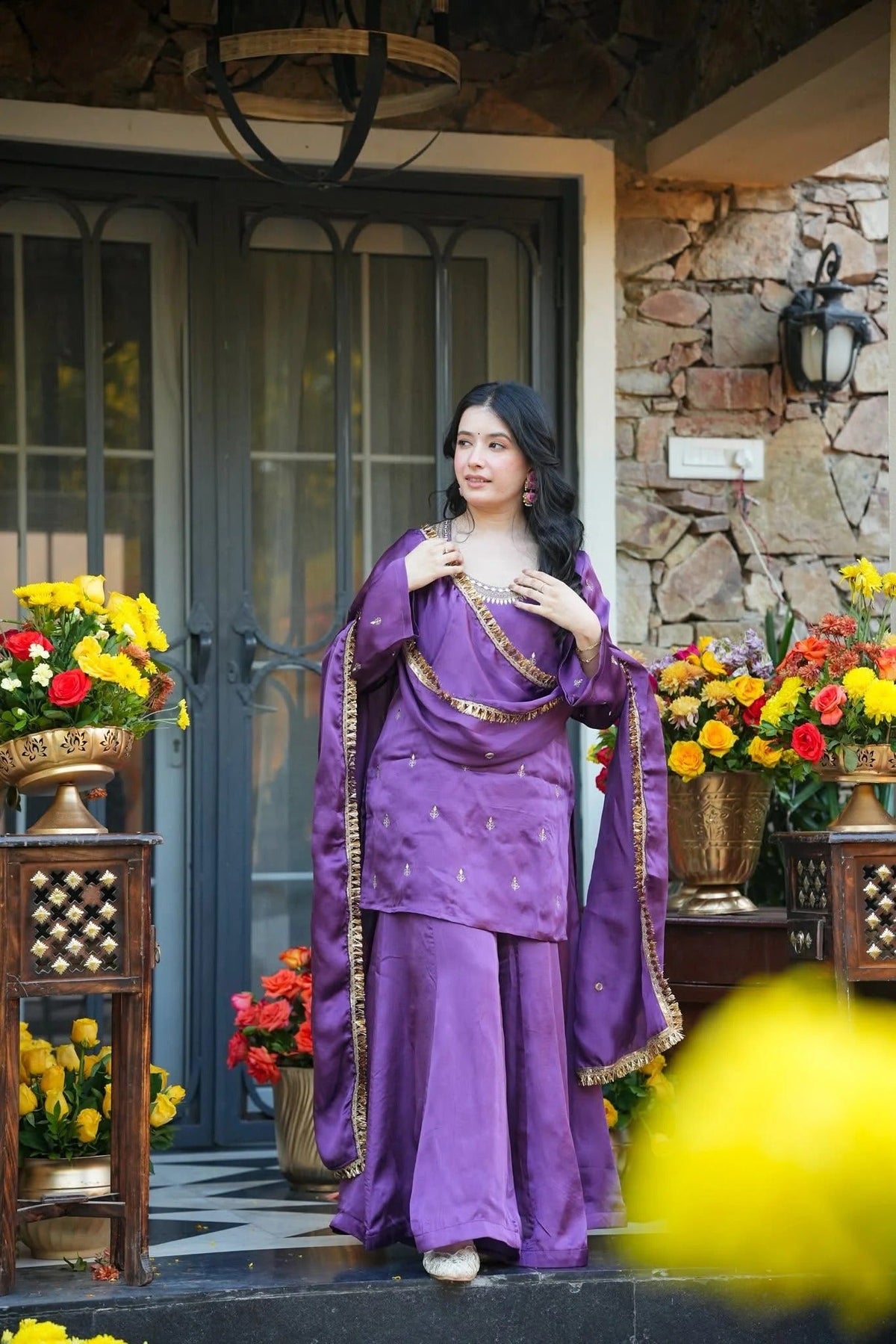 Amrah Wholesale Avira 01 Crepe Silk Kurti Pant Dupatta Set - Amrah Wholesale