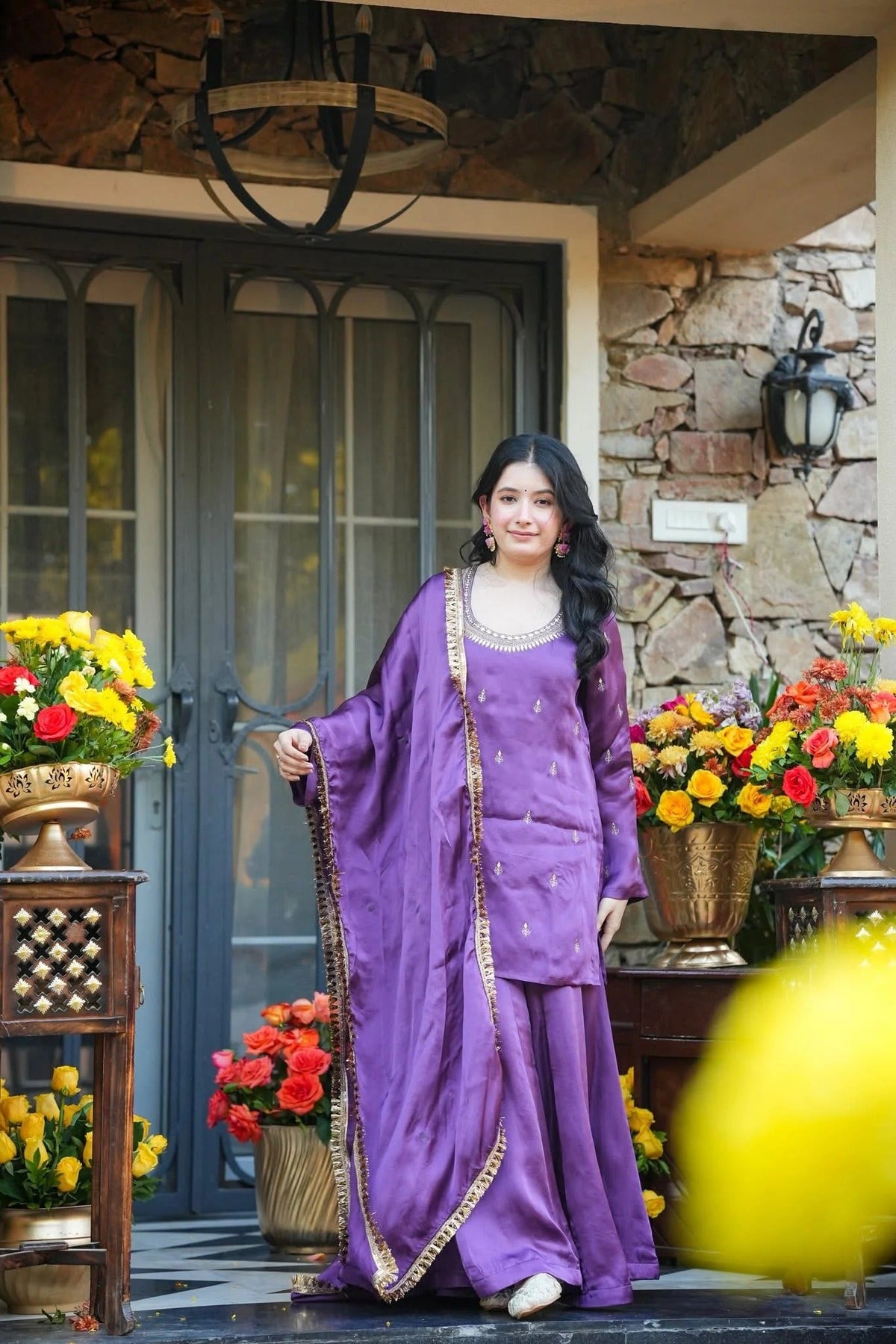 Amrah Wholesale Avira 01 Crepe Silk Kurti Pant Dupatta Set - Amrah Wholesale