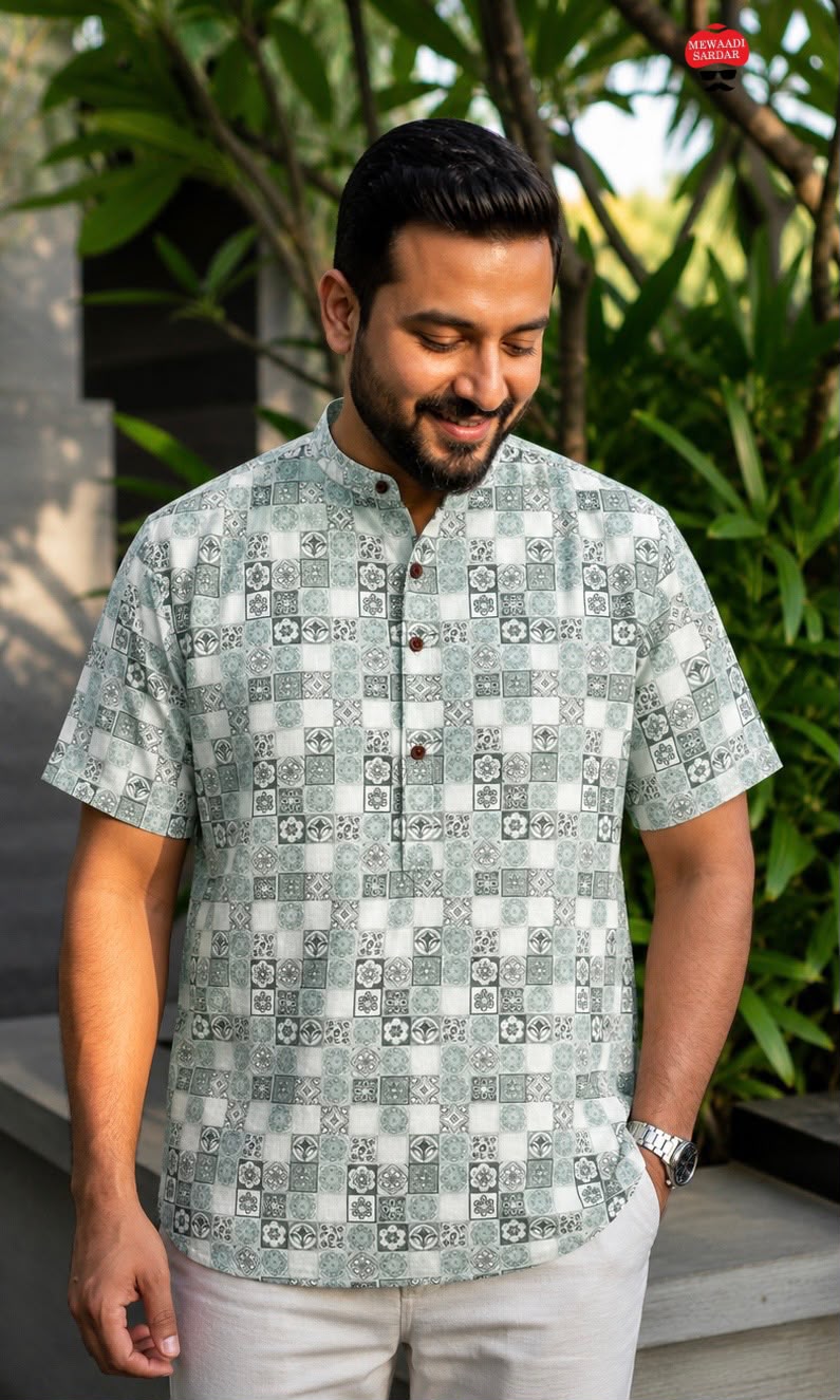 Amrah Wholesale B Desi Vol 4 Cotton Printed Men's Short Kurta