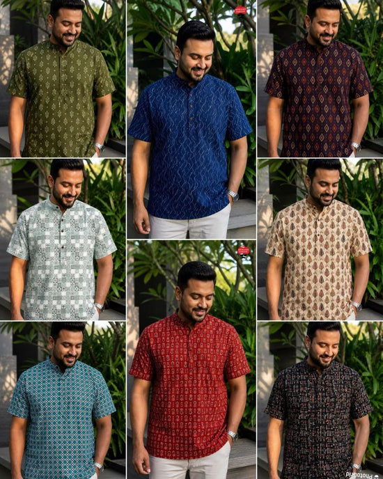 Amrah Wholesale B Desi Vol 4 Cotton Printed Men's Short Kurta