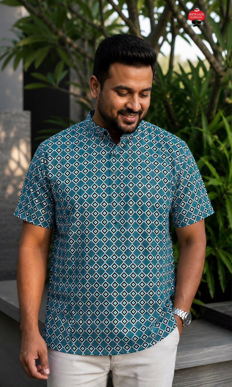 Amrah Wholesale B Desi Vol 4 Cotton Printed Men's Short Kurta