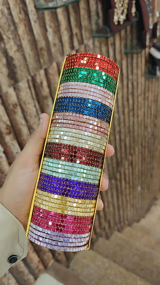 Amrah Wholesale Beautiful Tikki Stone Bangles 1 Metal Set