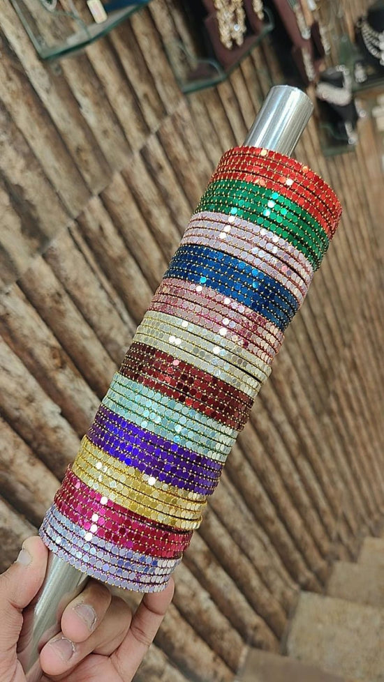 Amrah Wholesale Beautiful Tikki Stone Bangles 1 Metal Set