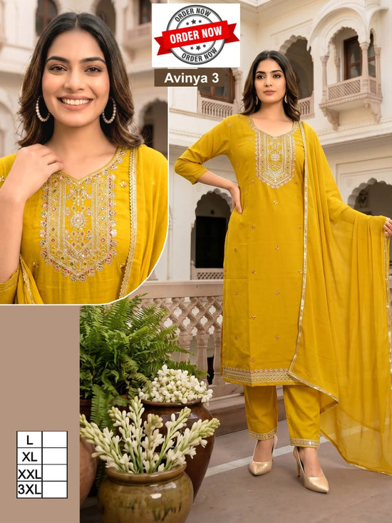 Amrah Wholesale Beauty Avinya Vol 1 Vertican Embroidered Kurti With Bottom Dupatta - Amrah Wholesale