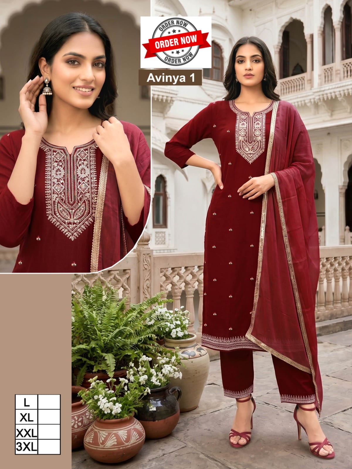 Amrah Wholesale Beauty Avinya Vol 1 Vertican Embroidered Kurti With Bottom Dupatta - Amrah Wholesale