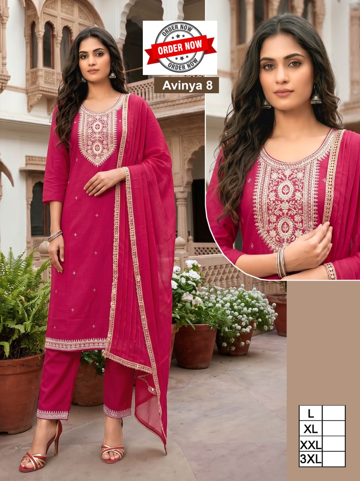 Amrah Wholesale Beauty Avinya Vol 1 Vertican Embroidered Kurti With Bottom Dupatta - Amrah Wholesale