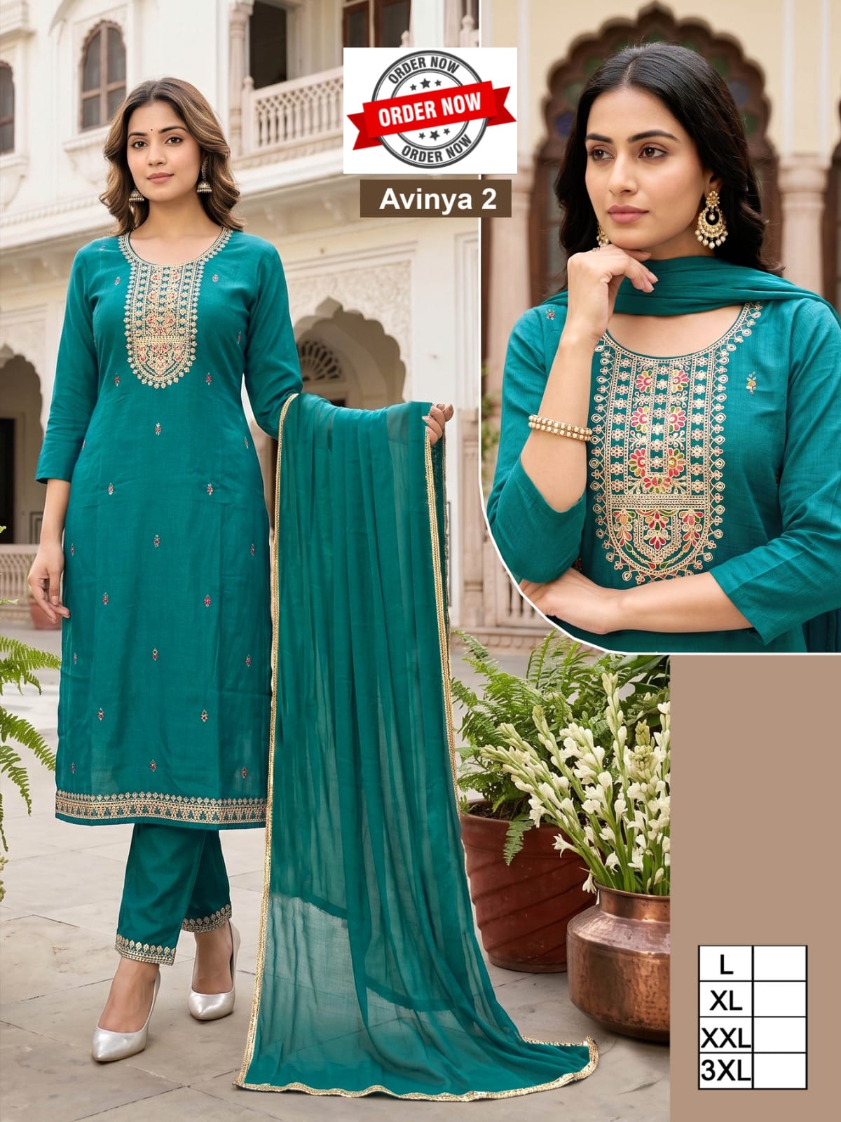 Amrah Wholesale Beauty Avinya Vol 1 Vertican Embroidered Kurti With Bottom Dupatta - Amrah Wholesale