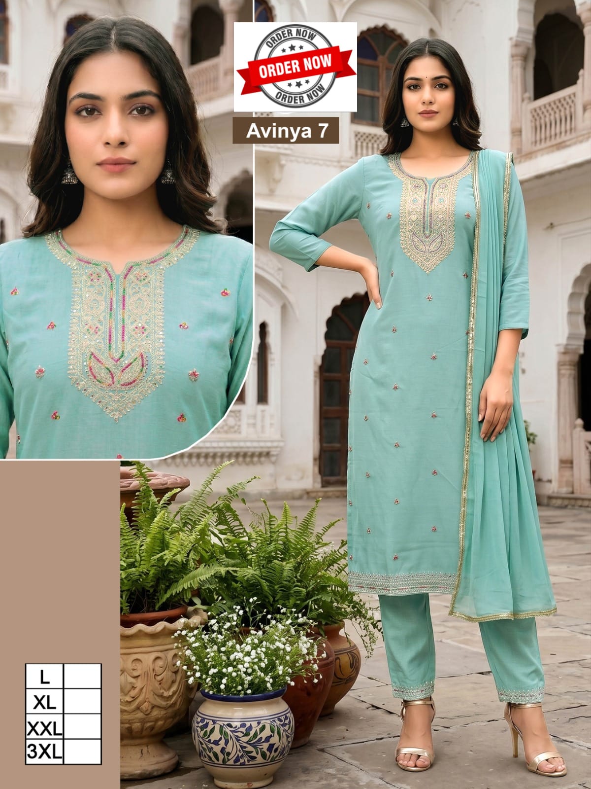 Amrah Wholesale Beauty Avinya Vol 1 Vertican Embroidered Kurti With Bottom Dupatta - Amrah Wholesale