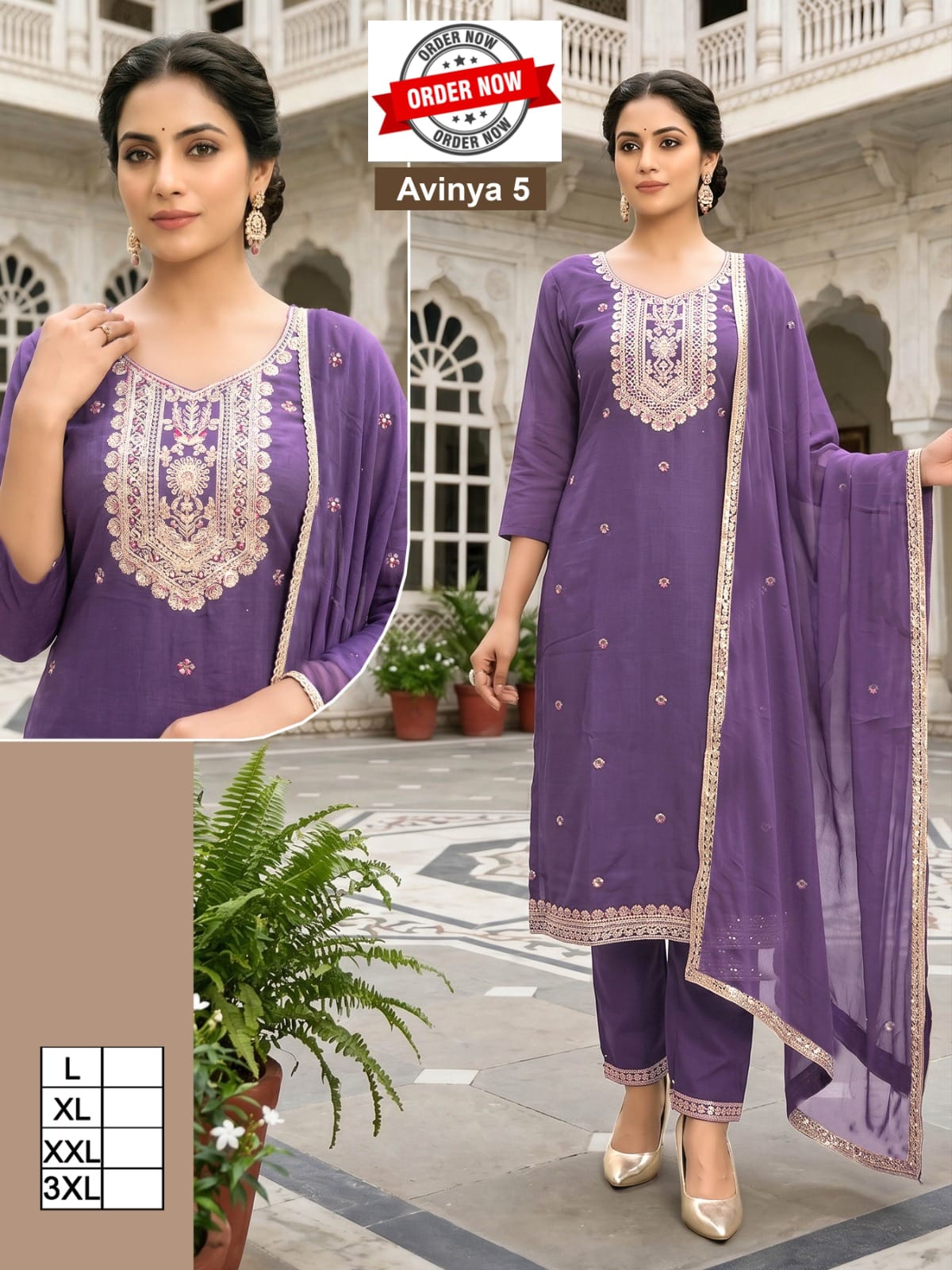 Amrah Wholesale Beauty Avinya Vol 1 Vertican Embroidered Kurti With Bottom Dupatta - Amrah Wholesale