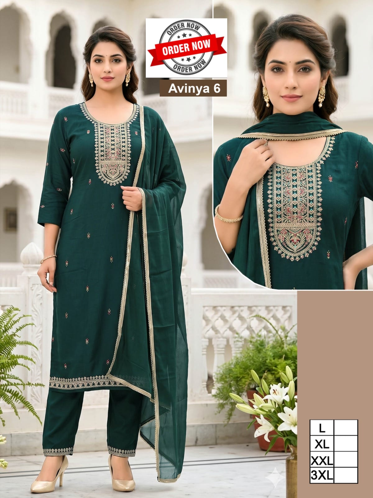 Amrah Wholesale Beauty Avinya Vol 1 Vertican Embroidered Kurti With Bottom Dupatta - Amrah Wholesale