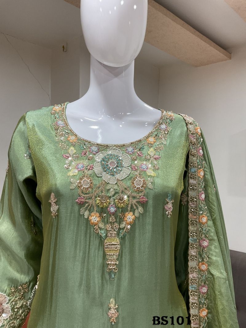 Amrah Wholesale Beriston Bs 101 Pure Tissue Silk Heavy Handwork Embroidered Salwar Kameez Set - Amrah Wholesale