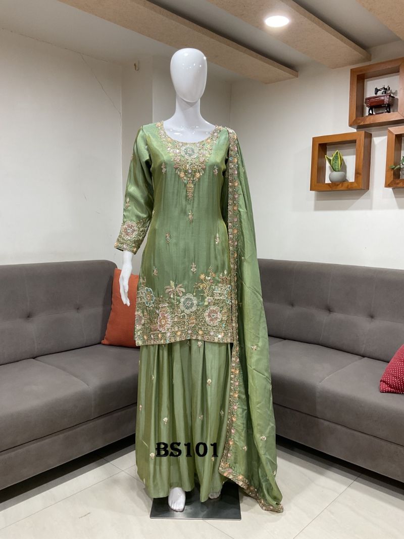 Amrah Wholesale Beriston Bs 101 Pure Tissue Silk Heavy Handwork Embroidered Salwar Kameez Set - Amrah Wholesale