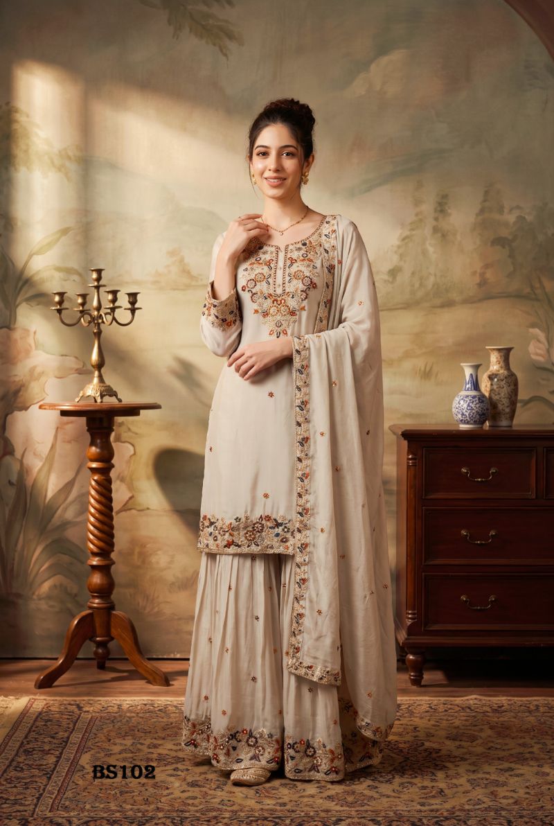 Amrah Wholesale Beriston Bs 102 Pure Chinon Heavy Handwork Embroidered Salwar Kameez Set - Amrah Wholesale