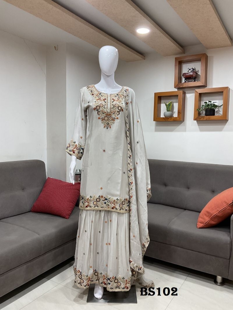Amrah Wholesale Beriston Bs 102 Pure Chinon Heavy Handwork Embroidered Salwar Kameez Set - Amrah Wholesale