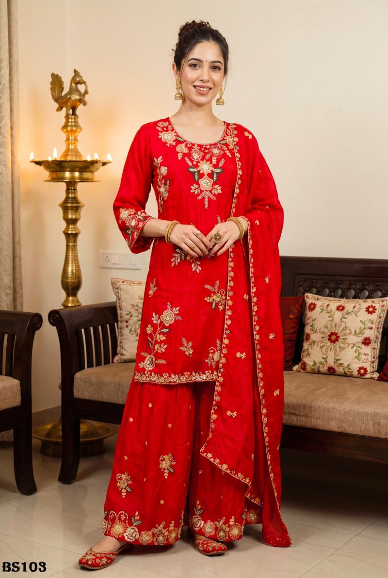 Amrah Wholesale Beriston Bs 103 Pure Natural Crepe Heavy Handwork Embroidered Salwar Kameez Set - Amrah Wholesale