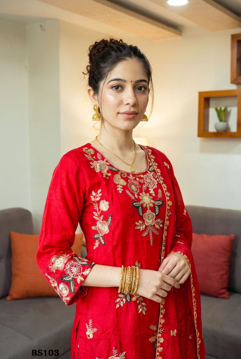 Amrah Wholesale Beriston Bs 103 Pure Natural Crepe Heavy Handwork Embroidered Salwar Kameez Set - Amrah Wholesale