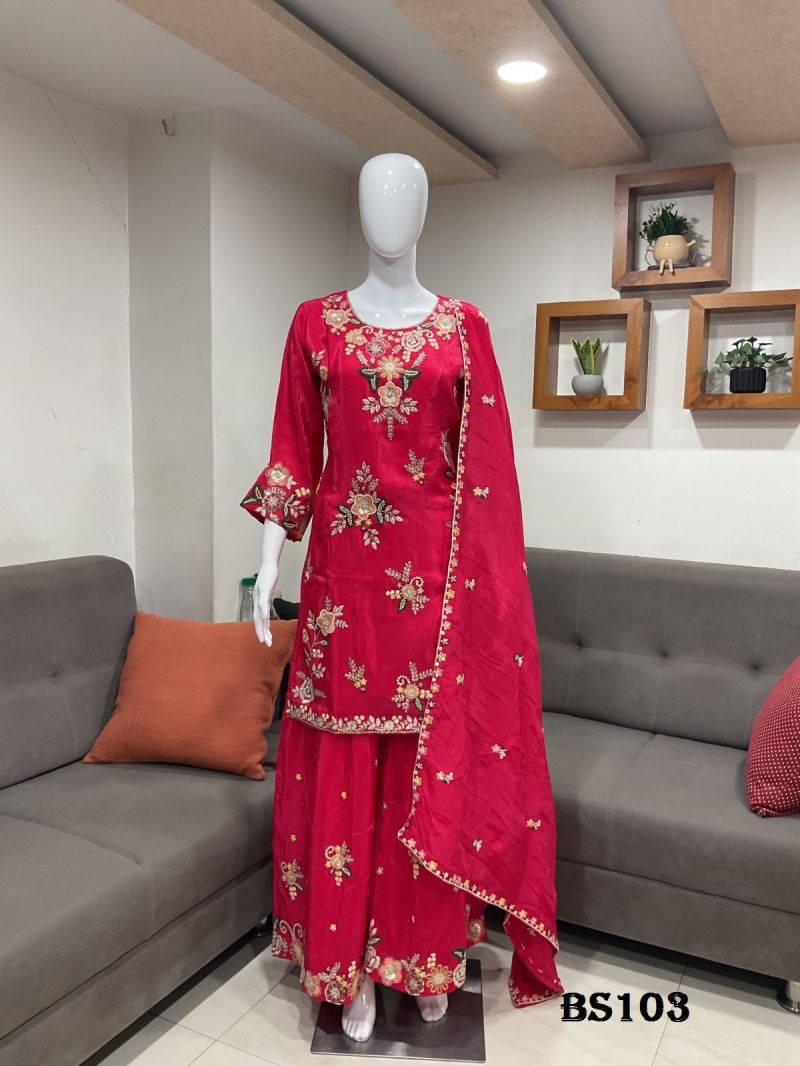 Amrah Wholesale Beriston Bs 103 Pure Natural Crepe Heavy Handwork Embroidered Salwar Kameez Set - Amrah Wholesale