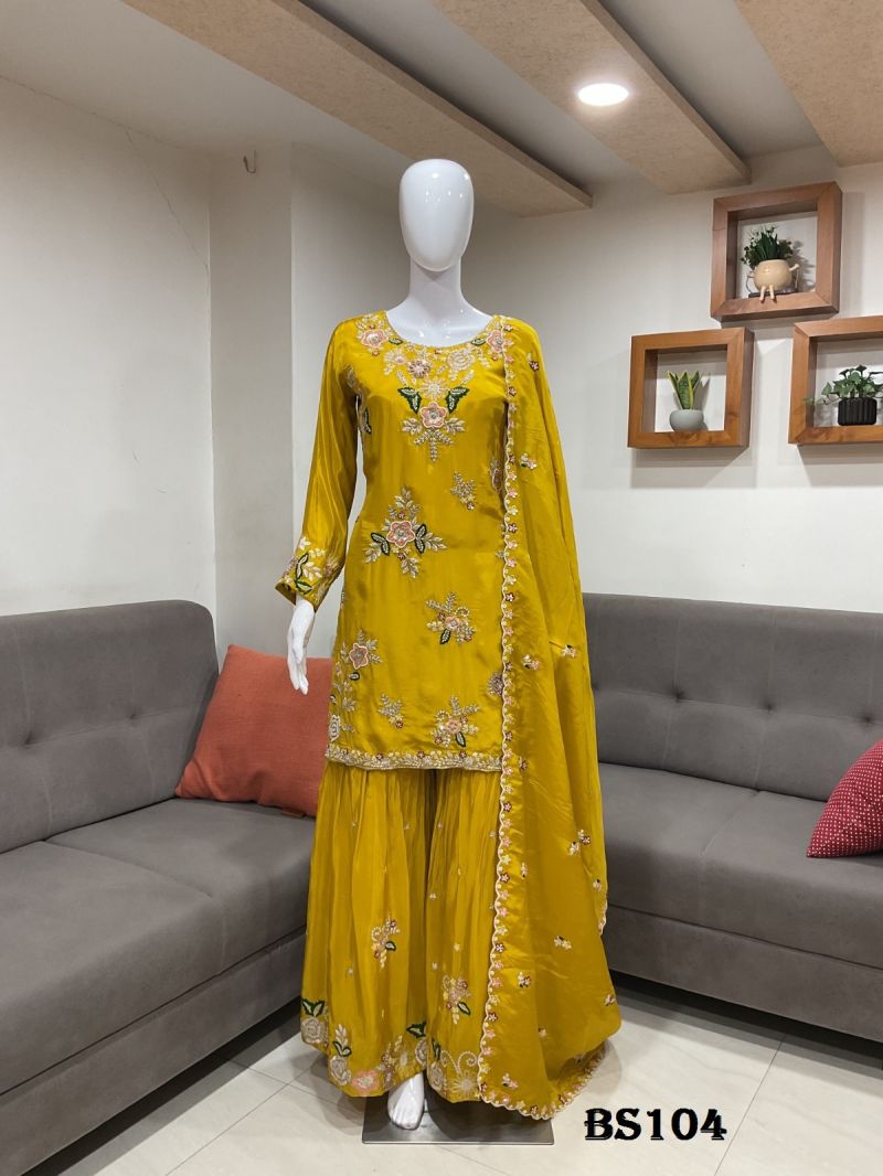 Amrah Wholesale Beriston Bs 104 Pure Natural Crepe Heavy Handwork Embroidered Salwar Kameez Set - Amrah Wholesale