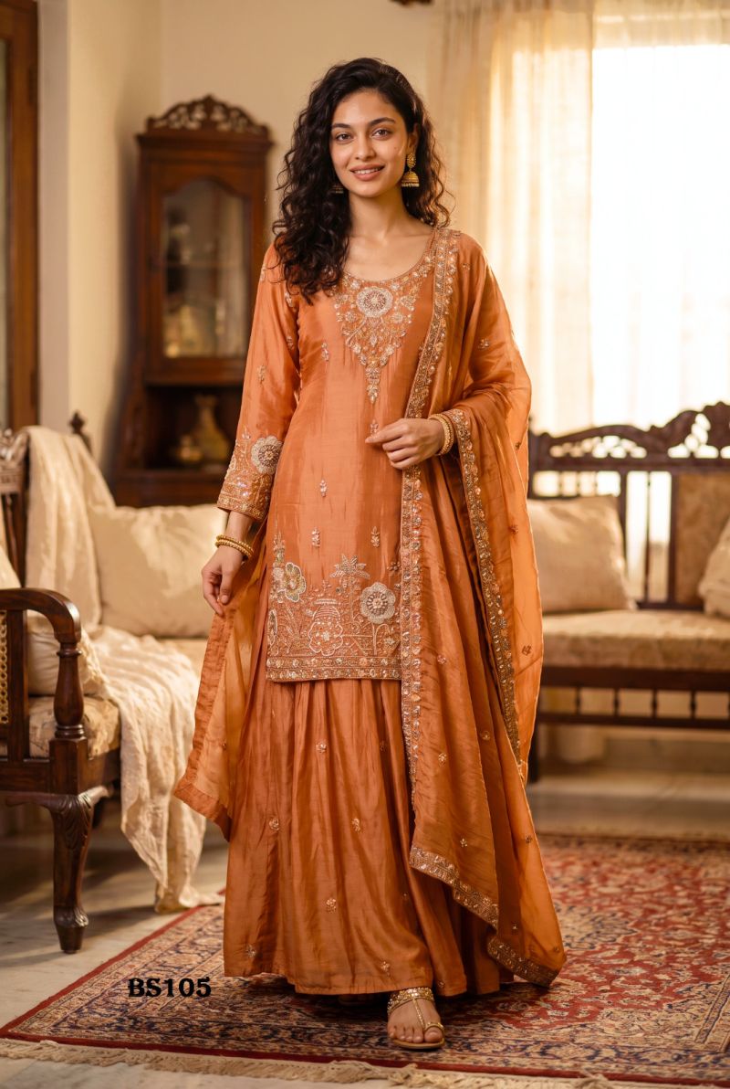 Amrah Wholesale Beriston Bs 105 Pure Tissue Silk Heavy Handwork Embroidered Salwar Kameez Set - Amrah Wholesale
