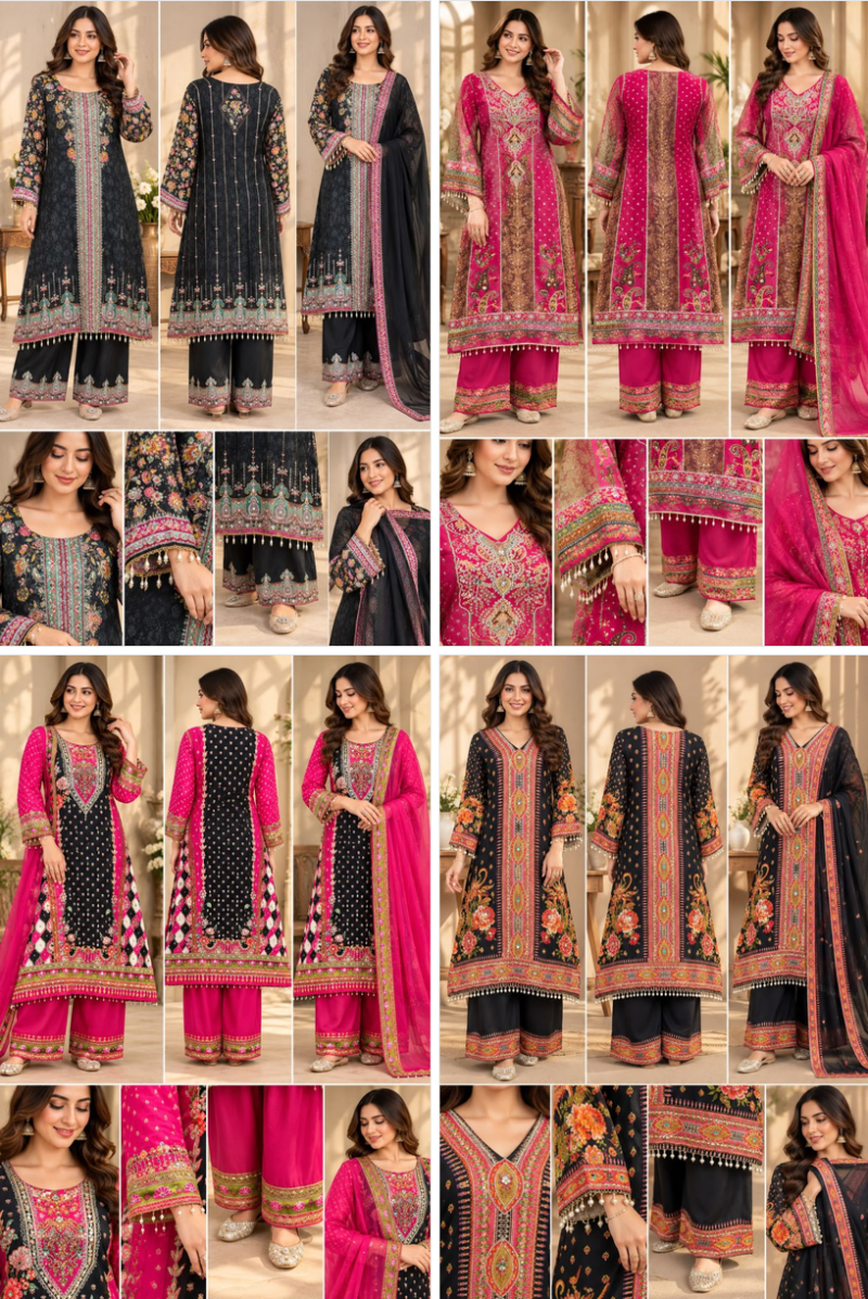 Amrah Wholesale Bh Mirror Vol 1 Crepe Hand Work Anarkali Suit Set