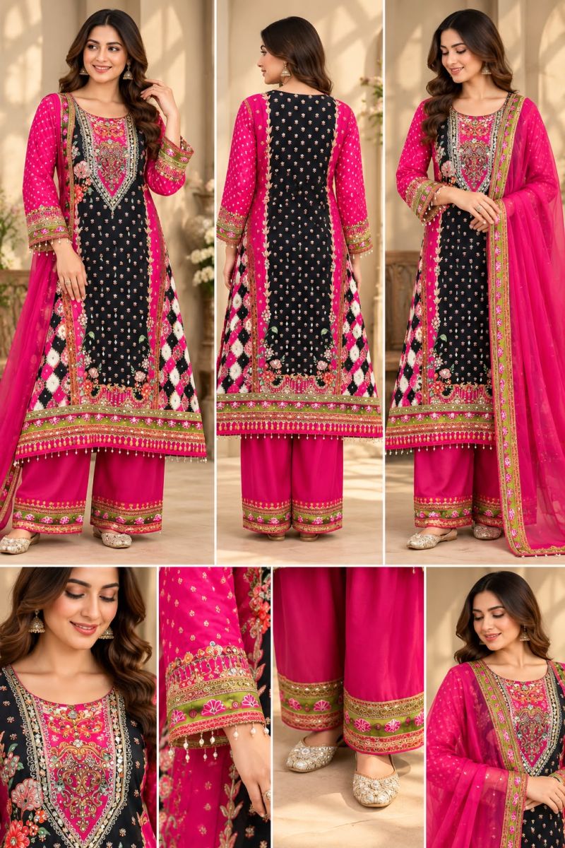 Amrah Wholesale Bh Mirror Vol 1 Crepe Hand Work Anarkali Suit Set