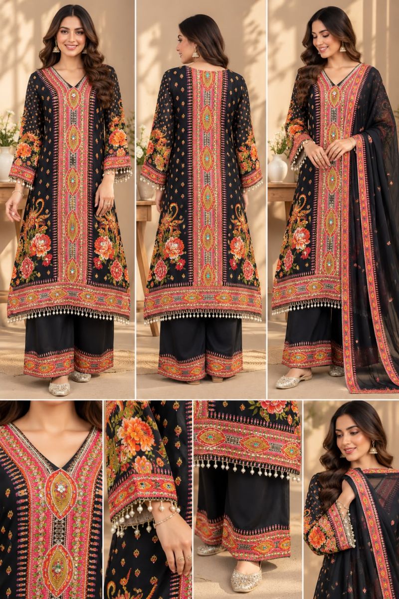 Amrah Wholesale Bh Mirror Vol 1 Crepe Hand Work Anarkali Suit Set