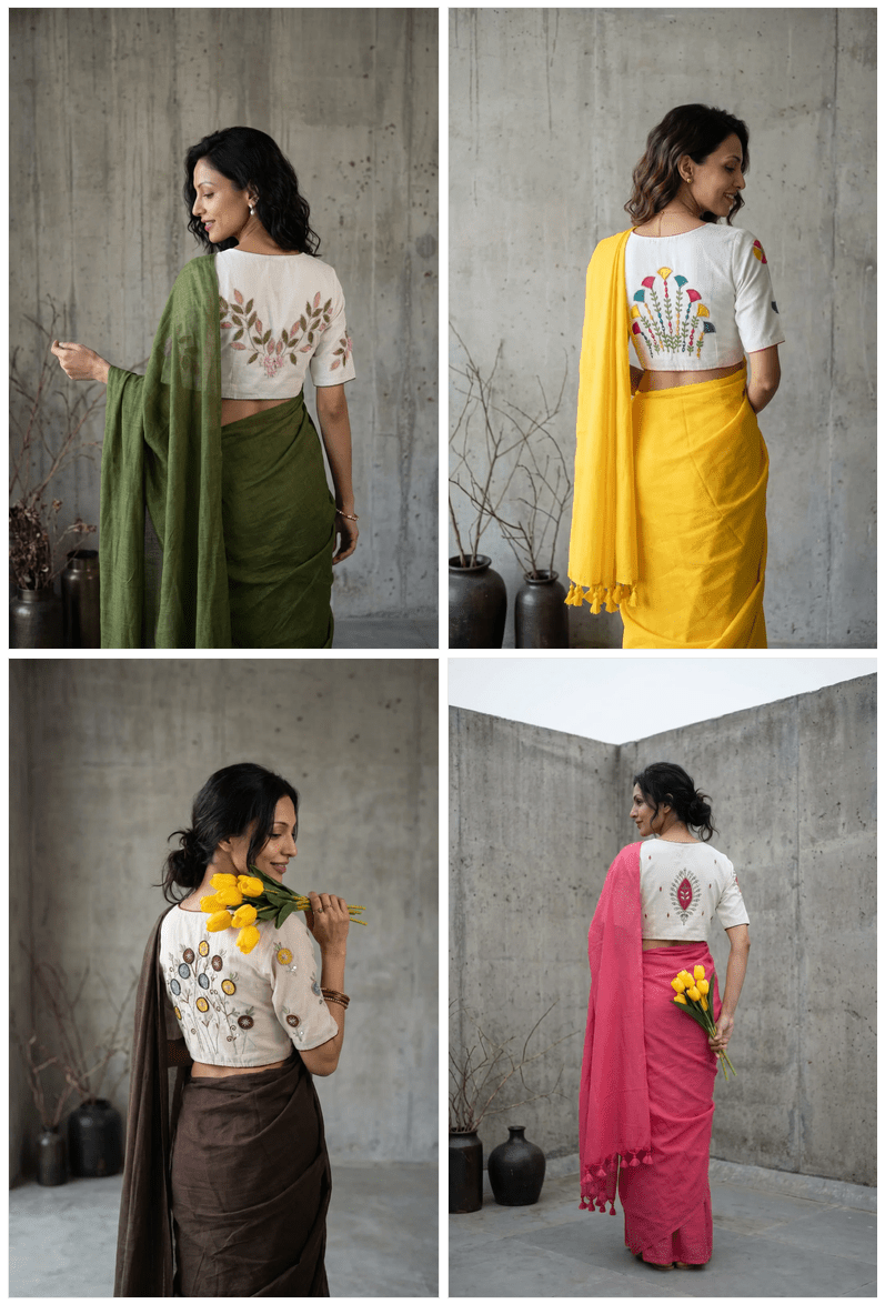 Amrah Wholesale Bk Vol 1 Khadi Cotton Embroidered Saree Collection - Amrah Wholesale