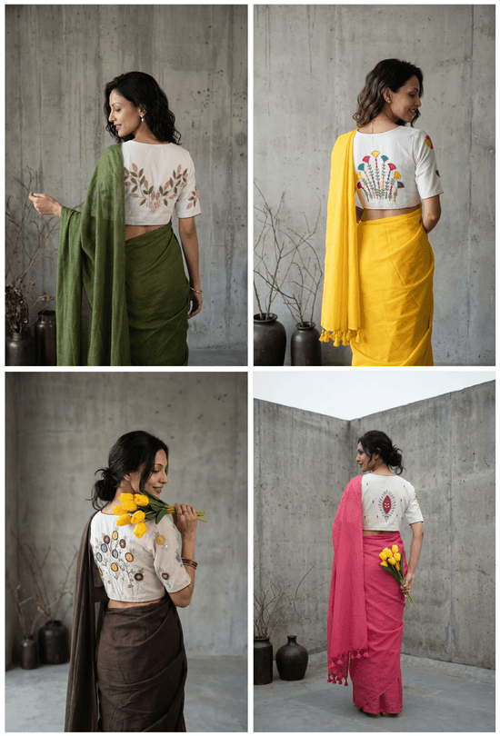 Amrah Wholesale Bk Vol 1 Khadi Cotton Embroidered Saree Collection - Amrah Wholesale