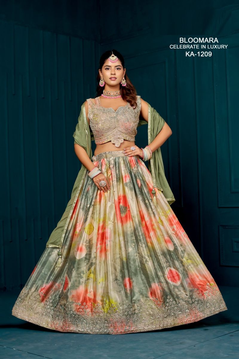 Amrah Wholesale Bloomara Ka 1209 Chinon Printed Embroidered Lehenga Choli