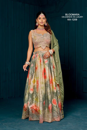 Amrah Wholesale Bloomara Ka 1209 Chinon Printed Embroidered Lehenga Choli - Amrah Wholesale