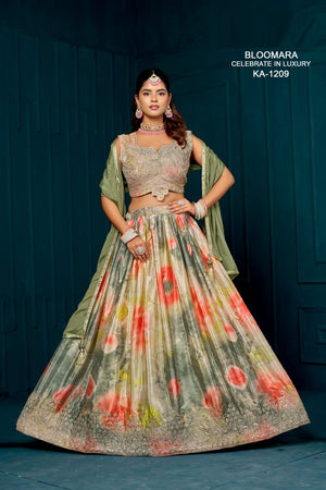 Amrah Wholesale Bloomara Ka 1209 Chinon Printed Embroidered Lehenga Choli - Amrah Wholesale