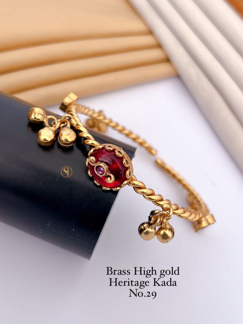 Amrah Wholesale Brass High Gold Heritage Kada 29 Brass Stone Work Jewellery