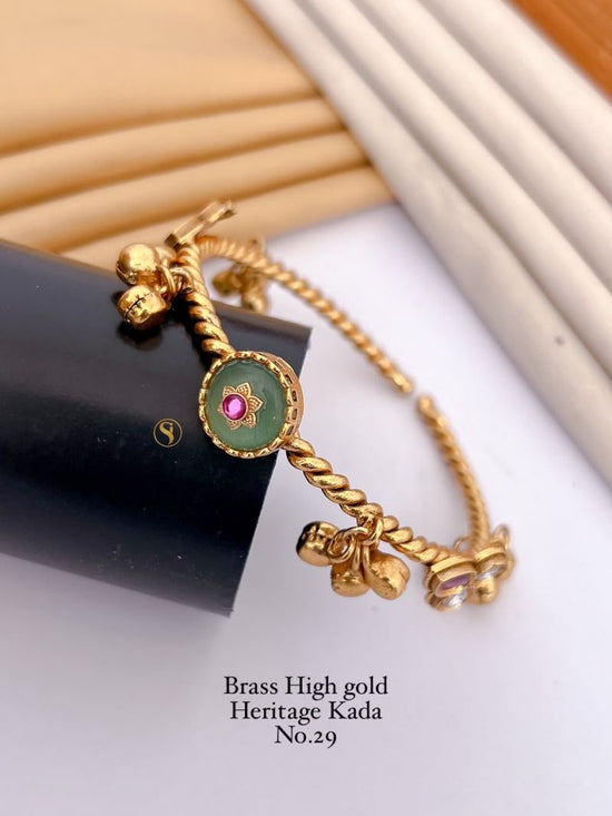 Amrah Wholesale Brass High Gold Heritage Kada 29 Brass Stone Work Jewellery