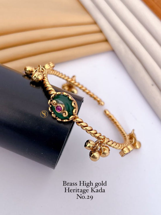 Amrah Wholesale Brass High Gold Heritage Kada 29 Brass Stone Work Jewellery