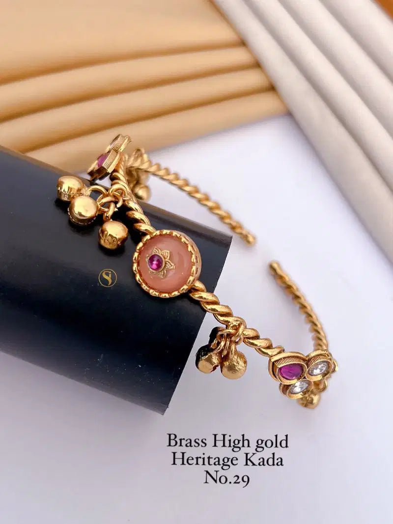 Amrah Wholesale Brass High Gold Heritage Kada 29 Brass Stone Work Jewellery