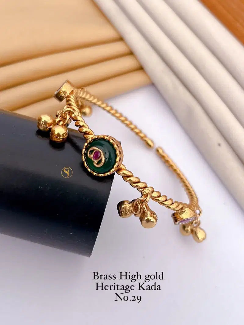 Amrah Wholesale Brass High Gold Heritage Kada 29 Brass Stone Work Jewellery