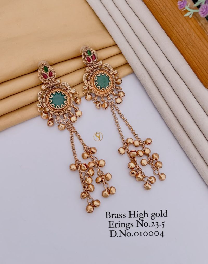 Amrah Wholesale Brass High Gold Kashmiri Earring 23 Brass Imitation Jewellery