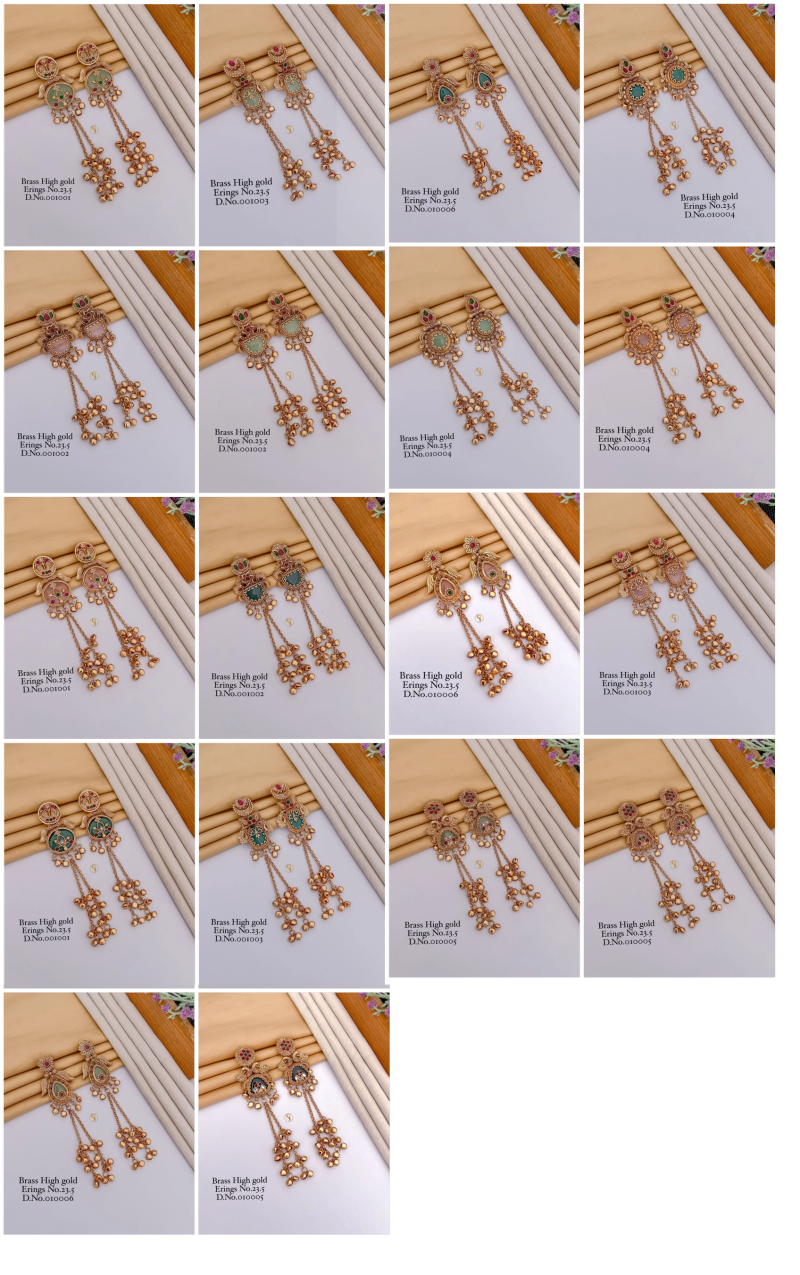 Amrah Wholesale Brass High Gold Kashmiri Earring 23 Brass Imitation Jewellery