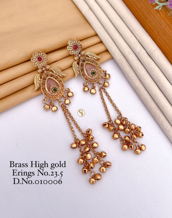 Amrah Wholesale Brass High Gold Kashmiri Earring 23 Brass Imitation Jewellery