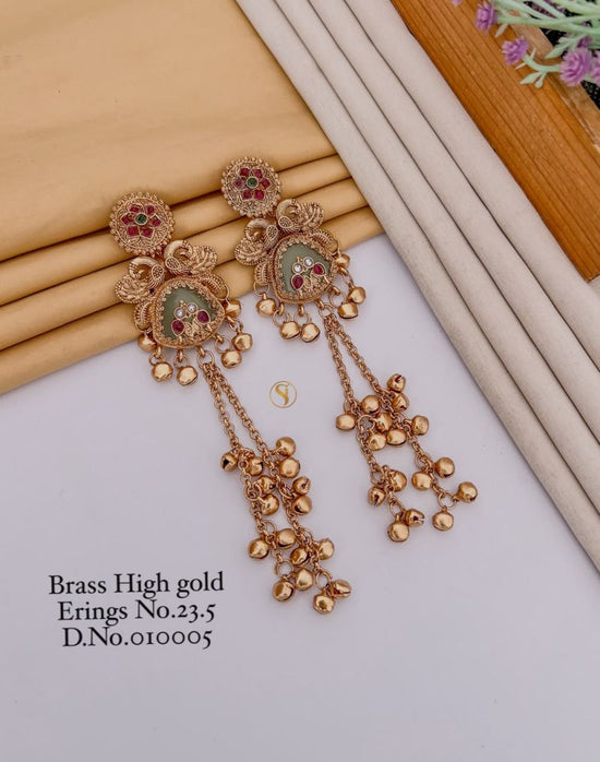 Amrah Wholesale Brass High Gold Kashmiri Earring 23 Brass Imitation Jewellery