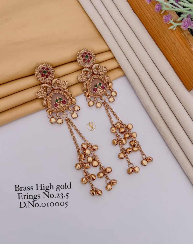 Amrah Wholesale Brass High Gold Kashmiri Earring 23 Brass Imitation Jewellery
