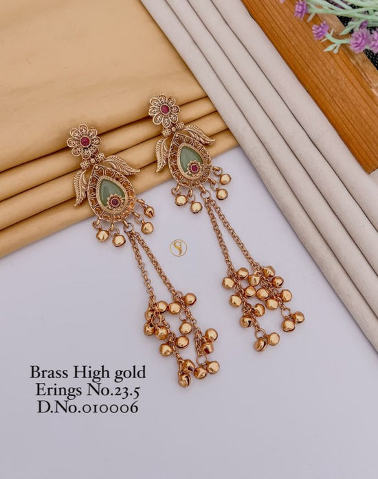 Amrah Wholesale Brass High Gold Kashmiri Earring 23 Brass Imitation Jewellery