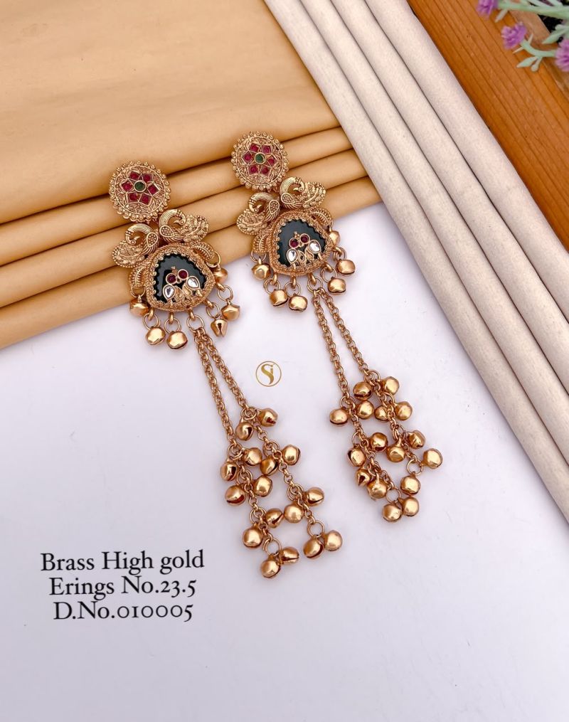 Amrah Wholesale Brass High Gold Kashmiri Earring 23 Brass Imitation Jewellery