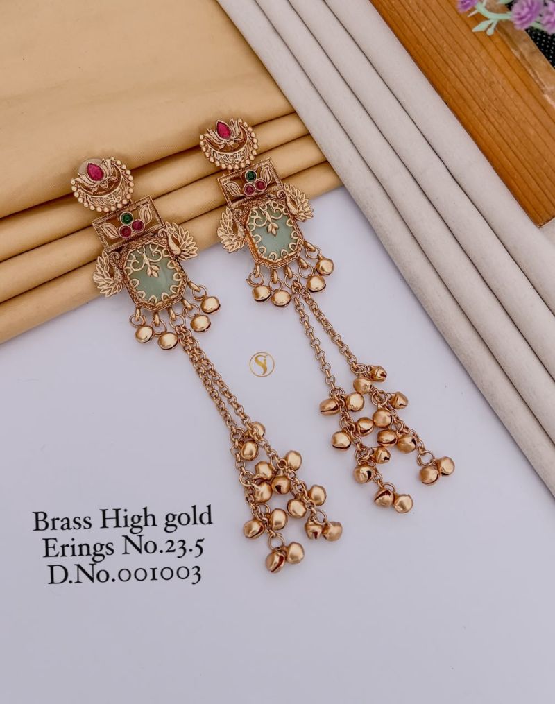 Amrah Wholesale Brass High Gold Kashmiri Earring 23 Brass Imitation Jewellery