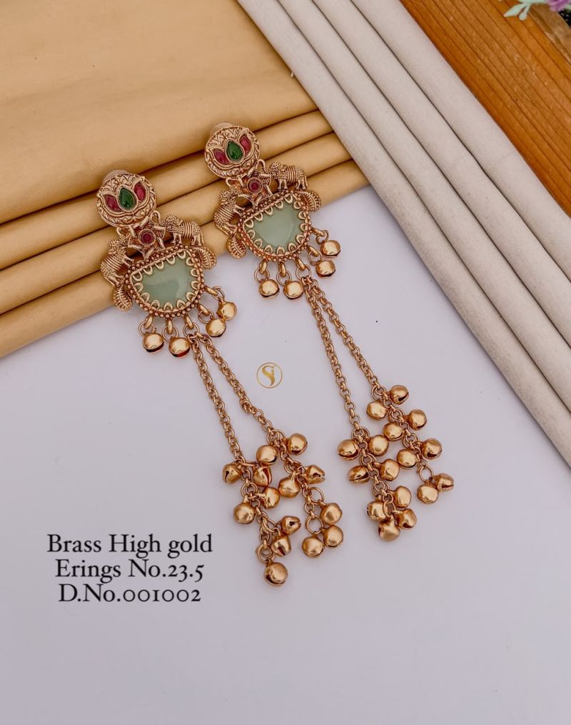 Amrah Wholesale Brass High Gold Kashmiri Earring 23 Brass Imitation Jewellery