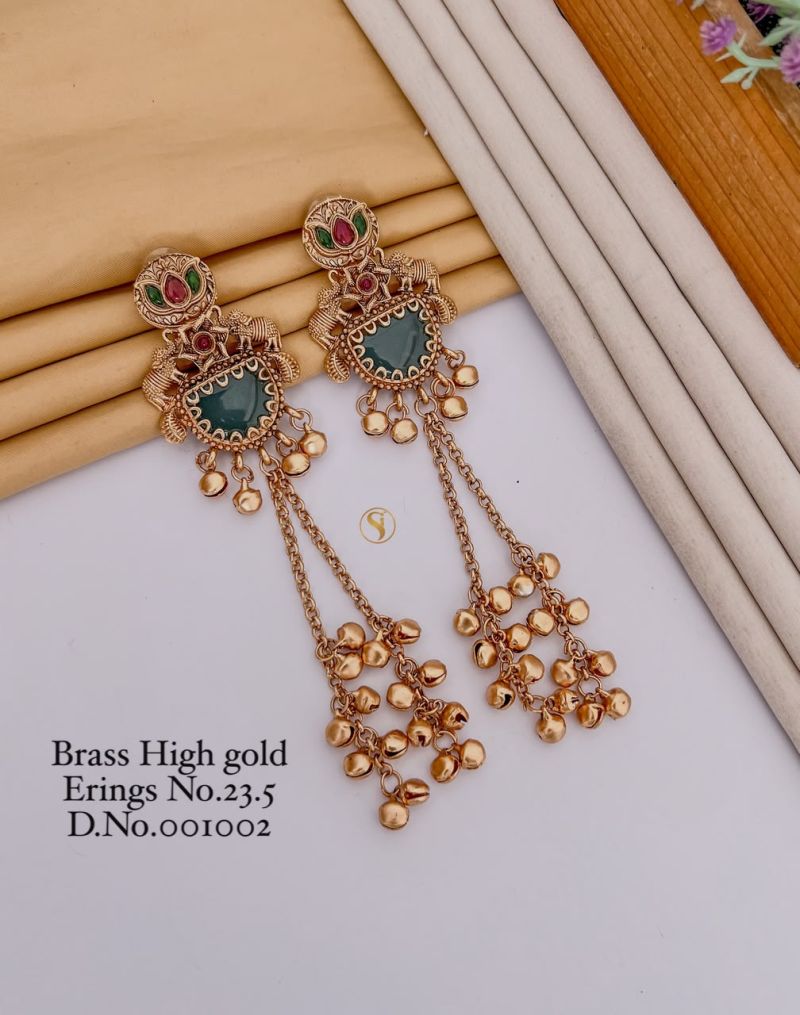 Amrah Wholesale Brass High Gold Kashmiri Earring 23 Brass Imitation Jewellery