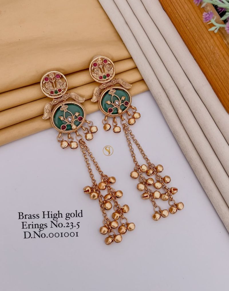 Amrah Wholesale Brass High Gold Kashmiri Earring 23 Brass Imitation Jewellery