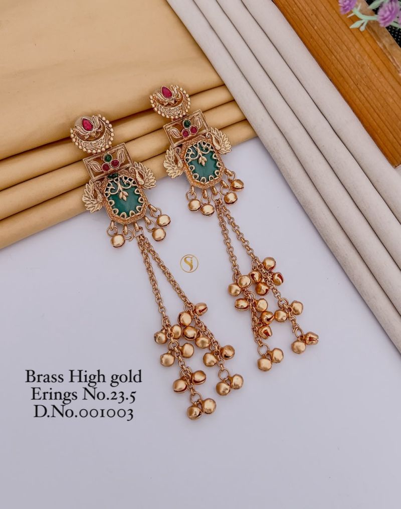 Amrah Wholesale Brass High Gold Kashmiri Earring 23 Brass Imitation Jewellery