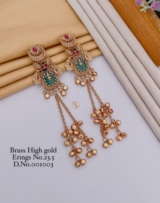 Amrah Wholesale Brass High Gold Kashmiri Earring 23 Brass Imitation Jewellery