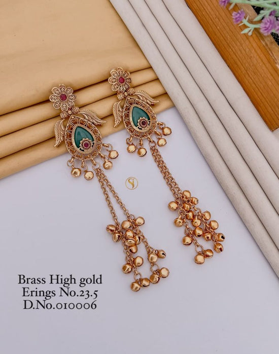 Amrah Wholesale Brass High Gold Kashmiri Earring 23 Brass Imitation Jewellery
